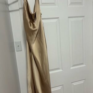 Elegant Backless Satin Dress in Gold